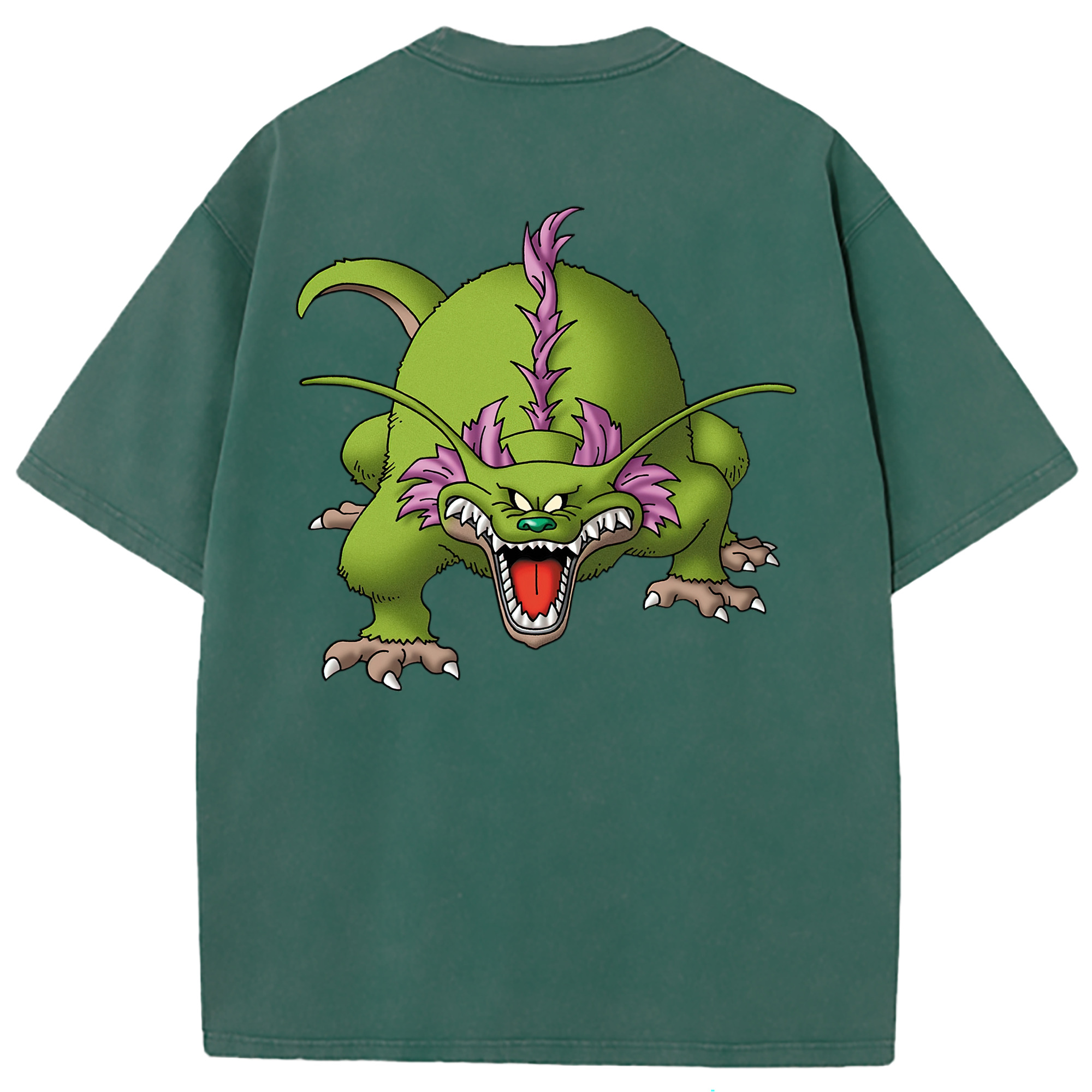 （画像用） ドラゴンクエスト Doragon Kuesuto Dragon Quest 綿100% ヴィンテージ風 半袖Tシャツ（背面プリント）